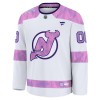 Män Ishockey New Jersey Devils tröja med eget tryck Fanatics Hockey Fights Cancer Practice 2024-25 Vit